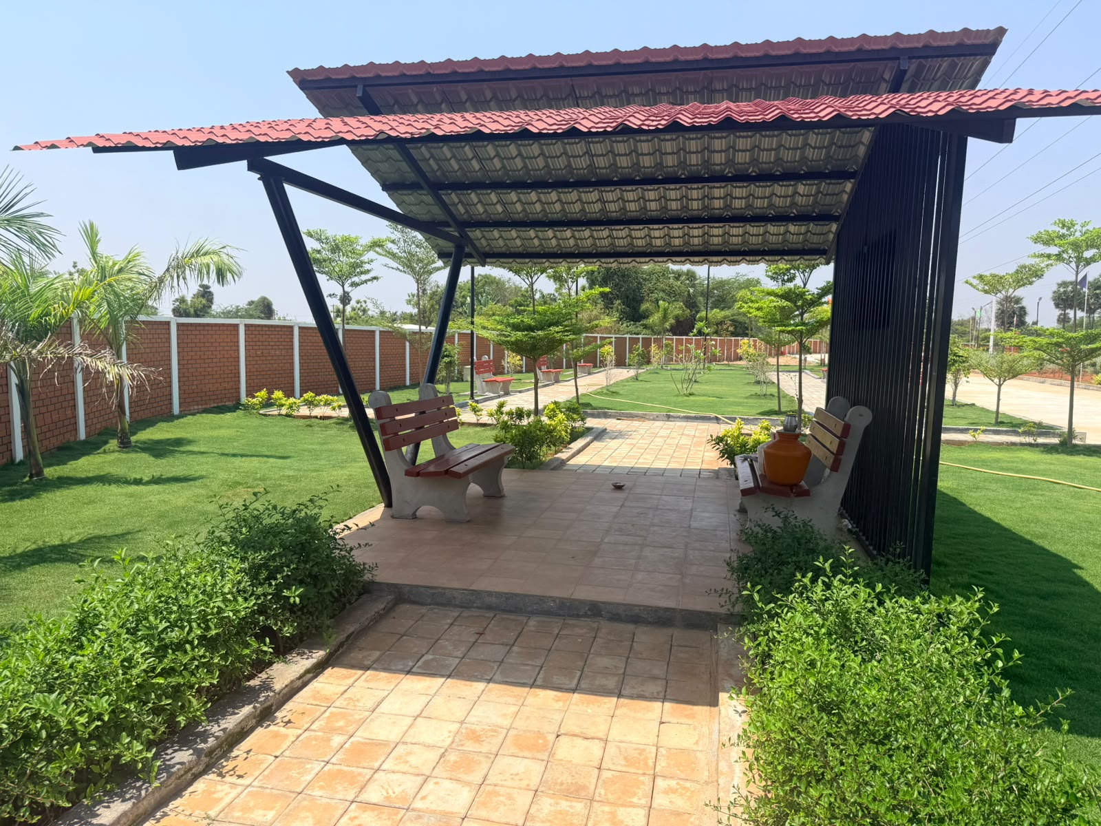 Tiled-Roof Seating Pavilion