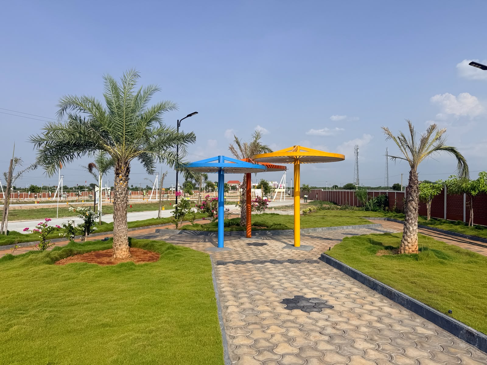 Designer Shade Umbrellas Walkway